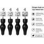 TURKISHRUG KINGDOM 4'lü Ahşap Torna Ayak 18 cm ve 30 cm Gürgen Koltuk Ayağı Baza Ayağı Tv Ünitesi Ayağı Mobilya Ayağı Koltuk Ayağı - Siyah