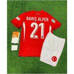 Türkiye 2024 Barış Alper Yılmaz Iç Saha Çocuk Forması 4'lü Set (Euro 2024 Patch) Kırmızı - 5 - 6 Yaş