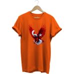 Türkiye Ay Yıldız Türk Bayrağı Kartal Tasarım Baskılı %100 Pamuk Regular Fit Bisiklet Yaka T-Shirt - 2XL - Turuncu