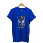 Türkiye Bozkurt Börü Yazısı ve Kurt Baskılı %100 Pamuk Regular Fit Bisiklet Yaka Premium T-Shirt - Mavi
