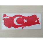 Turkıye Harıtası Stıcker 12X5cm Turk Bayragı Stıcker - Ayyıldız Cıkartması, Ay Yıldız Etıketı