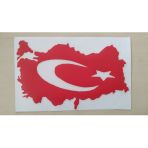Türkiye Haritası Sticker 18x11cm Türk Bayrağı Sticker - Ayyıldız Çıkartması, Ay Yıldız Etiketi