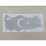 Turkıye Harıtası Stıcker 7.5X3.5cm Metalık Turk Bayragı Stıcker - Ayyıldız Cıkartması, Ay Yıldız Etıketı