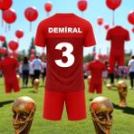 Türkiye Merih Demiral 2026/28 Milli Takım Forma T-Shirt Özel Tasarım Yeni Sezon - 5 - 6 Yaş - Kırmızı
