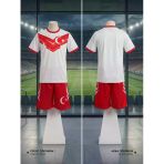 Türkiye Milli Takım 02 Özel Tasarım Beyaz-Kırmızı Çocuk Futbol Forması Takımı 4 Lü Set Forma+Şort+Çorap+Bileklik