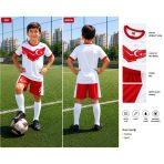 Türkiye Milli Takım Yakalı 02 Özel Tasarım Beyaz-Kırmızı Çocuk Futbol Forması Takımı 4 Lü Set Forma+Şort+Çorap+Bileklik