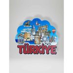 TÜRKİYE Temalı Kabartmalı Polyester Magnet Buzdolabı Süsü 7,5cm x 6,5cm (kod:974)