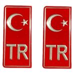 Türkiye Tr Plaka Krom Sticker 2'li - Türkiye Plaka Krom Stıcker - Türkiye Plakalık Krom Tr - Kırmızı - Beyaz