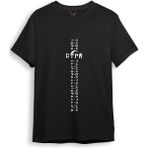 Türkiye Türk Yazısı ve Göktürk Alfabesi Sembolleri Ay Yıldız ve Hilal Baskılı Regular Fit T-Shirt - 3XL - Siyah