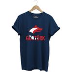 Türkiye Türkçü Bozkurt Baskılı Ay Yıldız Kırmızı Beyaz Kurt ve Göktürk Yazısı Regular Fit T-Shirt - Lacivert