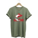 Türkiye Türkçü Bozkurt Baskılı Ay Yıldız Kırmızı Beyaz Kurt ve Göktürk Yazısı Regular Fit T-Shirt - XL - Haki Yeşil