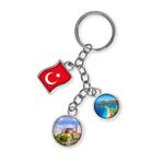 Türkiye Üçlü Epoksi Metal Çift Taraflı Damla Anahtarlık Turkey