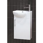 Turkuaz Cerastyle Küçük Mini Köşe Lavabo 28*45 ve Banyo Dolabı