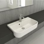 Turkuaz Duru Yarım Tezgah Üstü Lavabo 56X43 Cm Beyaz