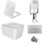 Turkuaz Hera Rimless Asma Klozet +klozet kapağı melamin + Gömme Rezervuar Takım - Beyaz
