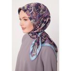 Turkuaz Karışık Retro Twill İpek Eşarp