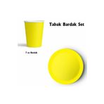 turkuaz parti 8'li SARI RENK KARTON TABAK VE BARDAK SET