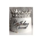 turkuaz parti BİRTHDAY QUEEN GÜMÜŞ PASTA ÖNÜ PLEKSİ YAZI,PASTA YAZISI,DOĞUM GÜNÜ PLEKSİ,PASTA ÜSTÜ YAZI