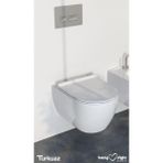 Turkuaz Seramik Cerastyle City Rimless Kanalsız Asma Klozet + Yavaş Kapanır Klozet Kapağı - Beyaz