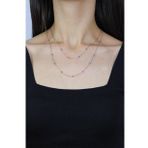 Turkuaz Taşlı 92 cm Rose Gümüş Kolye 7257