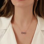 Turkuaz Taşlı Sonsuzluk Rose Gold Kaplama Gümüş Kolye