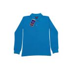 Turkuaz Uzun Kol Düz Renk Yakalı 6-17 Yaş Çocuk Okul Lakos Sweat Polo Yaka Sweatshirt