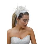 Turkuaz(496) Gelin Kep/Gelin Vualet/Düğün Nikah Taş Otriş Beyaz Şapka Beyaz Standart