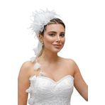 Turkuaz(514) Gelin Saç Aksesuarı/Düğün Nikah Çiçek Otriş Beyaz Gelin Taç Beyaz