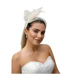 Turkuaz(523) Gelin Saç Aksesuarı/Düğün Nikah Kırık Beyaz Tül Otriş Taç Beyaz