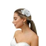 Turkuaz(577) Gelin Saç Aksesuarı/Düğün Nikah Beyaz Çiçek Gelin Toka Beyaz Tek Ebat