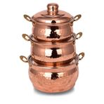 Turna Bakır Mini Güveç Tencere 3'Lü Takım El Dövme(12 Cm-13 Cm-14 Cm)