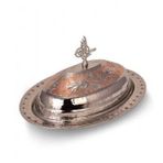 Turna Bakır TURNA4423-7 25 cm Hanedan Kırmızı Beyaz El İşleme Klasik Kapak Kayık Sunum Tabağı