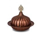 Turna Bakır TURNA9058-3 30 cm Paşaçadırı Oksit El Dövme Yuvarlak Sunum Tabağı