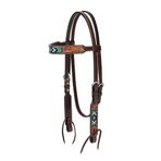Turquoise Cross Turkuaz Boncuklu Kaş Bandı Headstall Koyu Yağ 45-0144