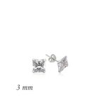 Turtcest Gümüş Kare Tek Taş Zirkon Küpe - 3 mm