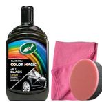 Turtle Wax Jet Black Renkli Cila Siyah 500 Ml + Pasta cila Süngeri + 3 Bez