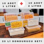 Turuncu 20'li Saklama Kabı Seti, Derin Dondurucu Için Uygun, 1 ve 2 Litre - Altın - Seçenek 1