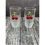 Turuncu 2'li Kristal Cam Kirazlı 220ML Kokteyl ve Meşrubat Bardağı Seti - Seçenek 1