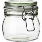 Turuncu Cam Kavanoz 0,5 Lt, Kilitli, Contalı, 11 cm Çap, 10.5 cm Yükseklik - Altın