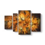 Turuncu Çiçekler Tablosu 119 x 80-4 Parçalı