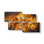 Turuncu Çiçekler Tablosu 143 x 83-4 Parçalı