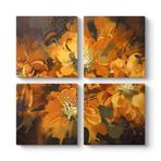 Turuncu Çiçekler Tablosu 63 x 63-4 Parçalı