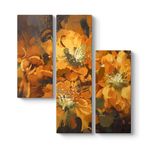 Turuncu Çiçekler Tablosu 96 x 100-3 Parçalı