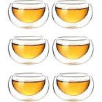 Turuncu Çift Cidarlı Cam Sosluk 6'lı Set, 35 Ml, Şık ve Kullanışlı Mini Kase - Altın - Seçenek 1
