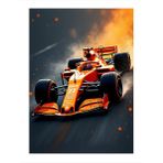 Turuncu Formula 1 Arabası Modern Ahşap Tablo