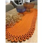 Turuncu Galaxy Doğal Jüt, Desenli, Hasır, Amerikan Servis, Masa, Sehpa Örtüsü Runner. 30X80 - 30 x 80
