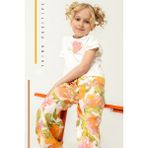 Turuncu Gardrop 4-8 Yaş Çiçekli Pantolon Tişört Kız Çocuk Takım Turuncu - 4 Yaş