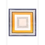 Turuncu Gri Laila Saf İpek Küçük Kare Eşarp 53x53 cm