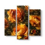 Turuncu Güller Tablosu 96 x 90-3 Parçalı