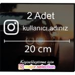 Turuncu Instagram Logolu Kullanıcı Adı - 2 Adet 20 cm - Araç - Motor Sticker Etiketi Folyo Kesim - Tek Ebat - Beyaz